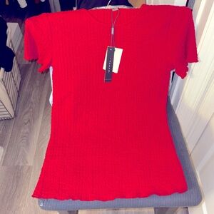 T Tahari crimson red short-sleeve top - New With Tags